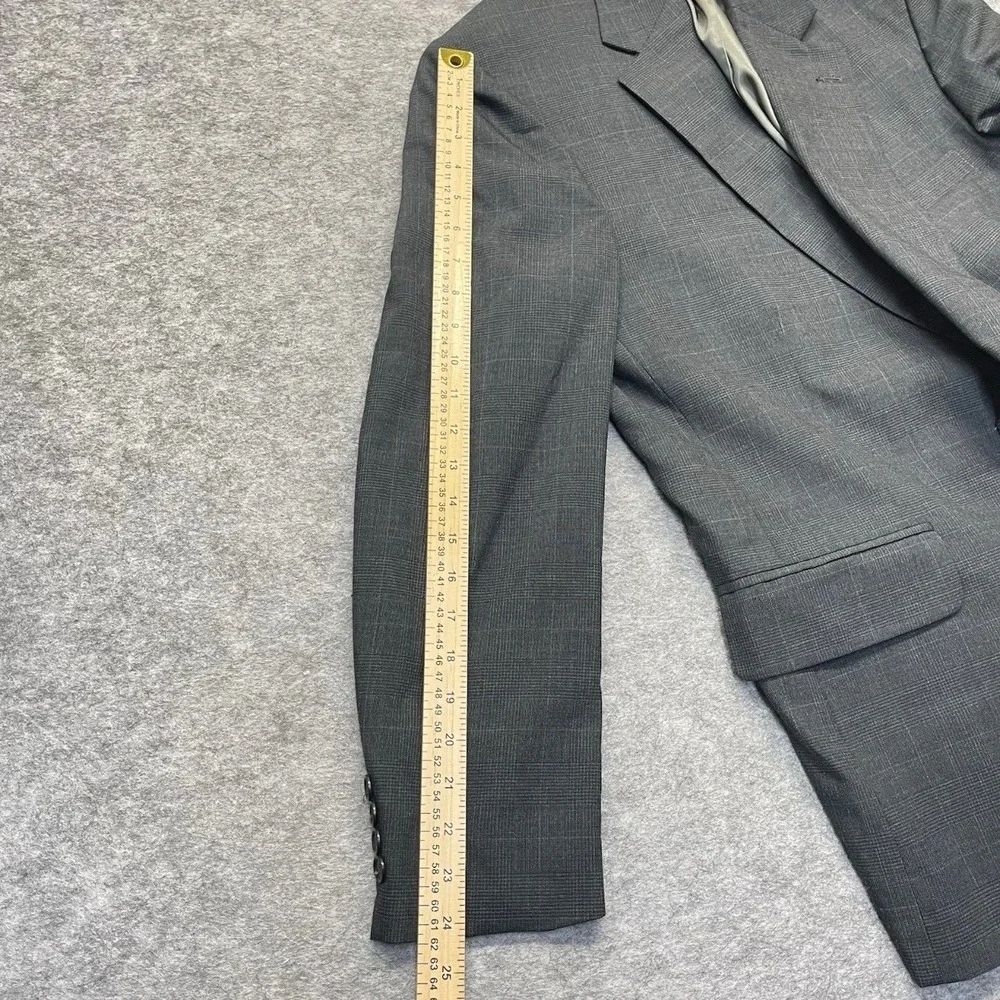 Hill & Archer Blazer Mens 44R Glen Plaid Two Button Gray Check Jacket